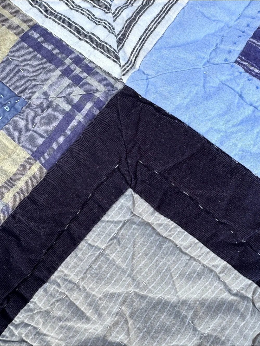Pottery Barn Kids Twin Blue Patchwork Quilt with Euro Sham